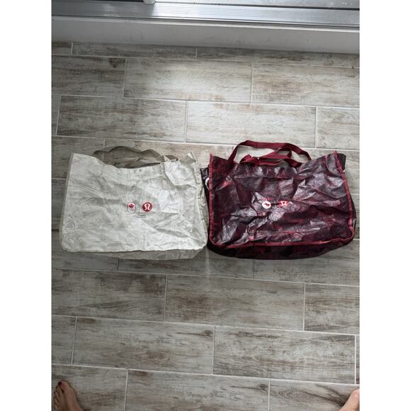 Lululemon Canada Olympics 2022 Red & White Reusable Large Totes Limited Edition - Picture 1 of 5